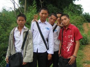 A group of Hmong highschoolers in Muang Khun, Laos