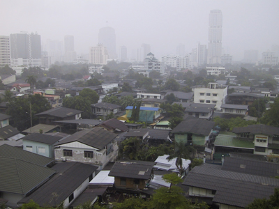 A rainy day view from Art's Condo Bangkok